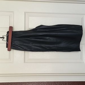 Zara XS Black Faux Leather Wide Leg Culottes